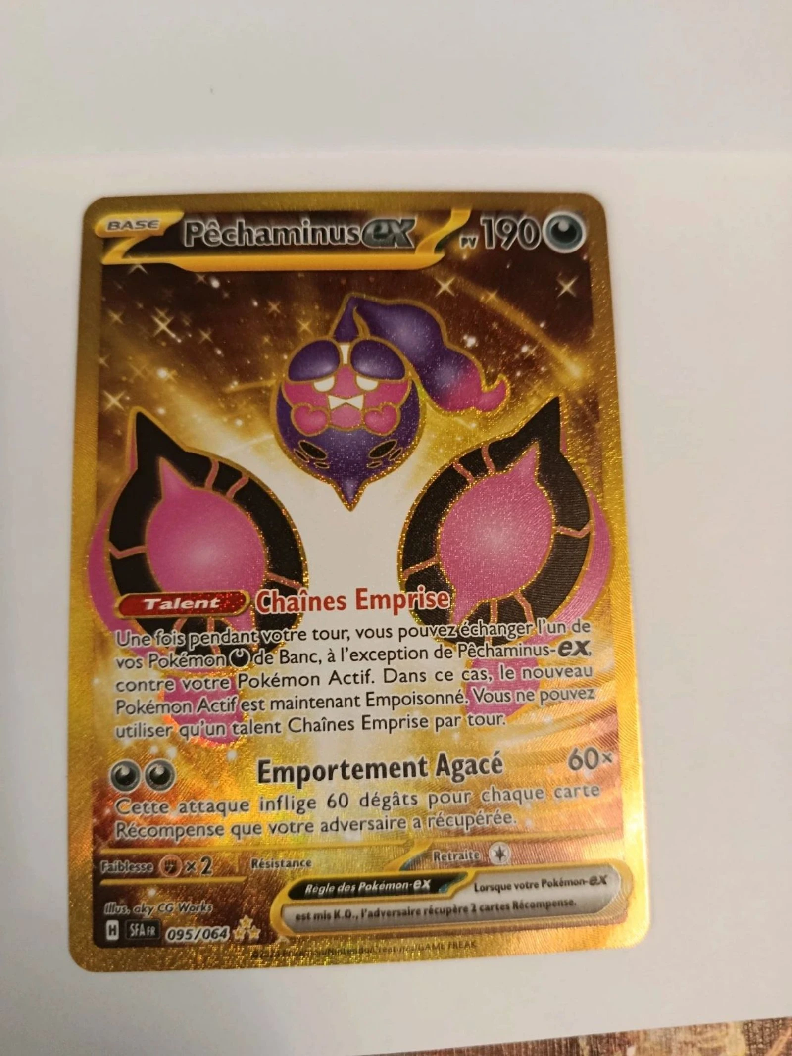 Carte pokémon pechaminus ex doré 